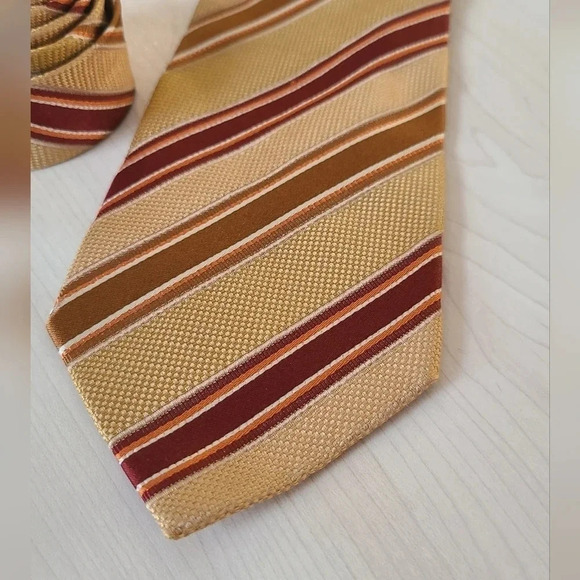 🇩🇪HUGO BOSS tie, striped, yellow  and burgundy - Picture 4 of 11